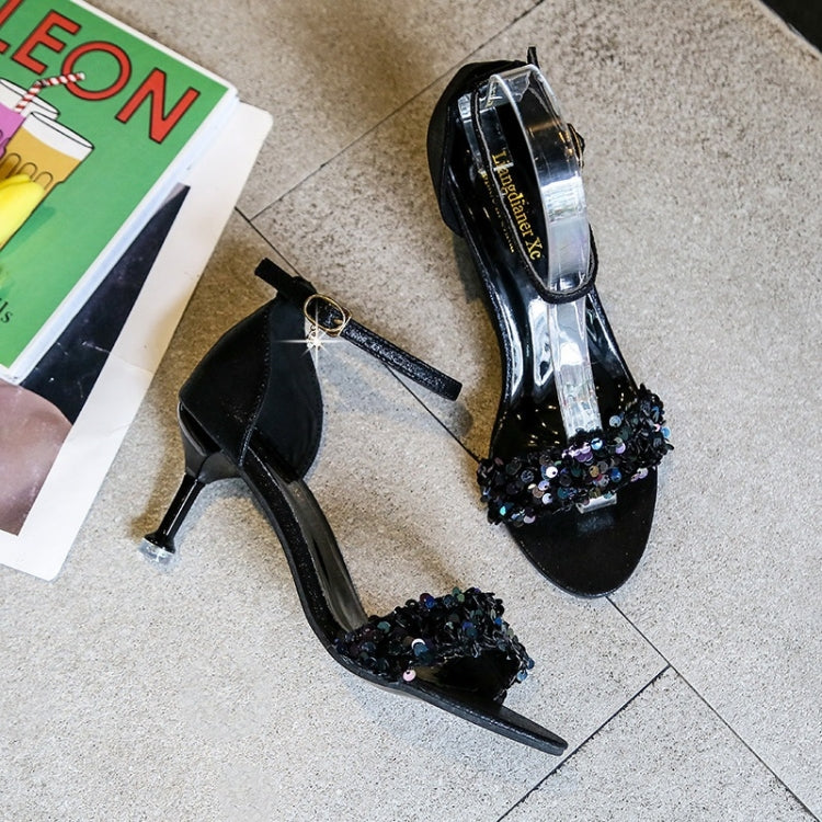 Fashion Sequined Stiletto Open Toe Sandals for Women