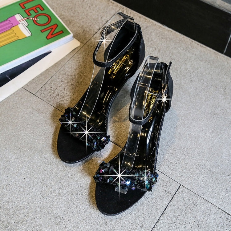 Fashion Sequined Stiletto Open Toe Sandals for Women