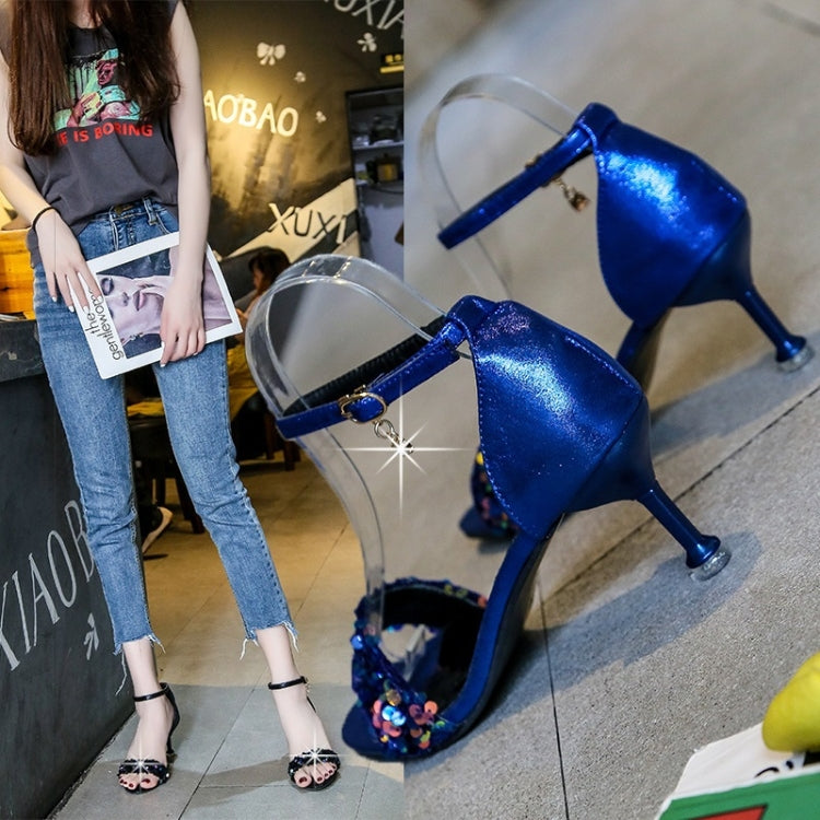 Fashion Sequined Stiletto Open Toe Sandals for Women