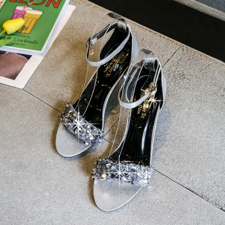 Fashion Sequined Stiletto Open Toe Sandals for Women