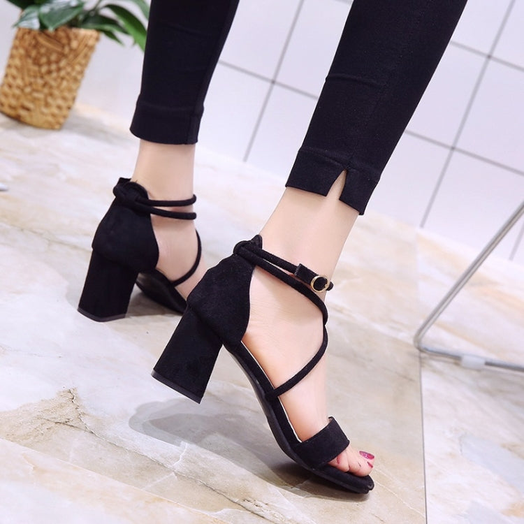 Fashion Suede Thick Heel Open Toe Sandals for Women