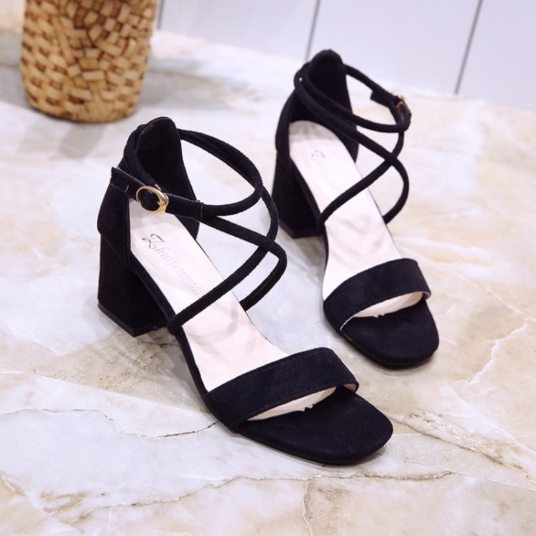 Fashion Suede Thick Heel Open Toe Sandals for Women