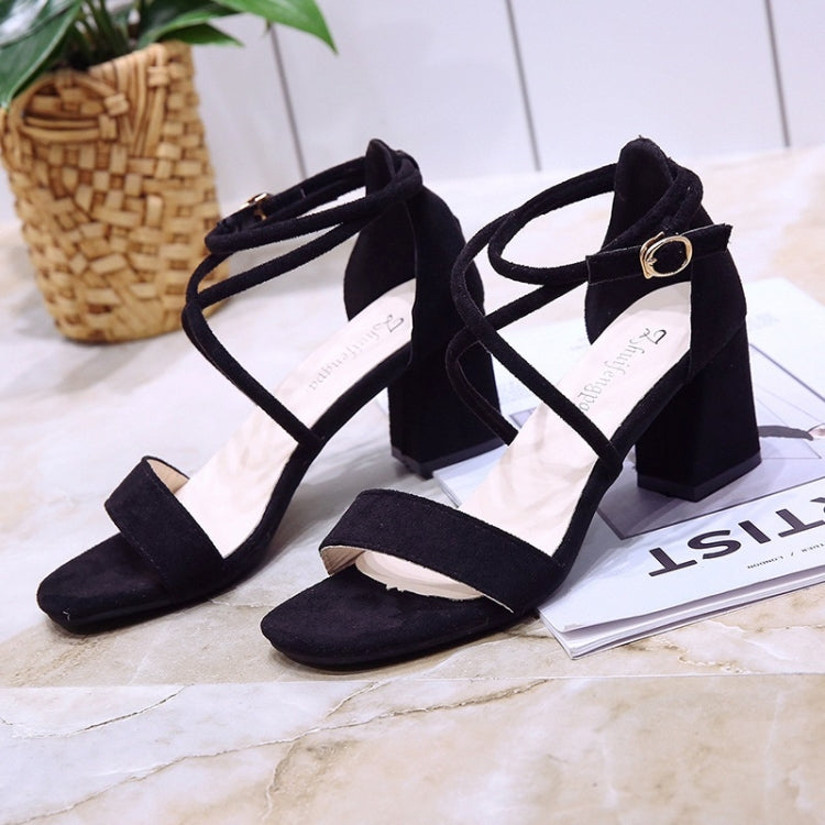 Fashion Suede Thick Heel Open Toe Sandals for Women