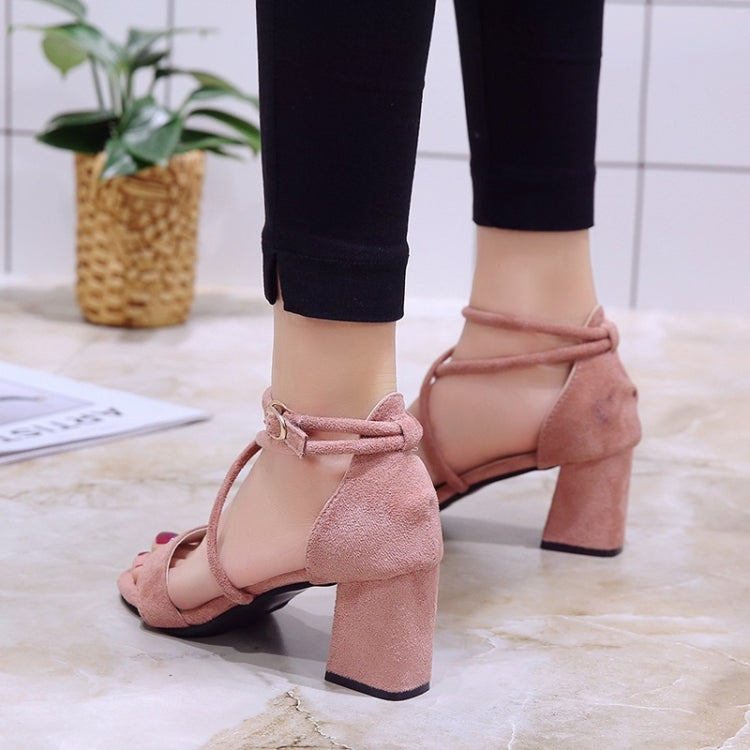 Fashion Suede Thick Heel Open Toe Sandals for Women
