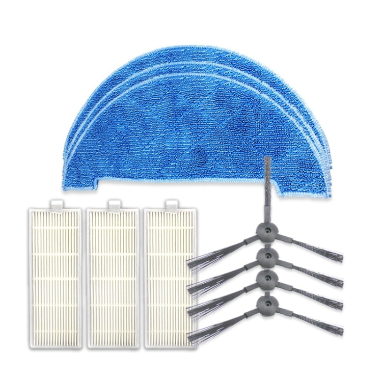 XI295 2 Pairs K614 Side Brushes + 3 PCS K636 Rags + 3 PCS I207 Filters for ILIFE A4