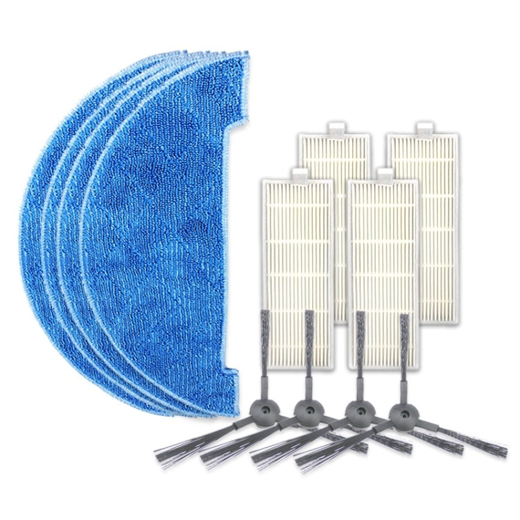 XI296 2 Pairs K614 Side Brushes + 4 PCS K636 Rags + 4 PCS I207 Filters for ILIFE A4