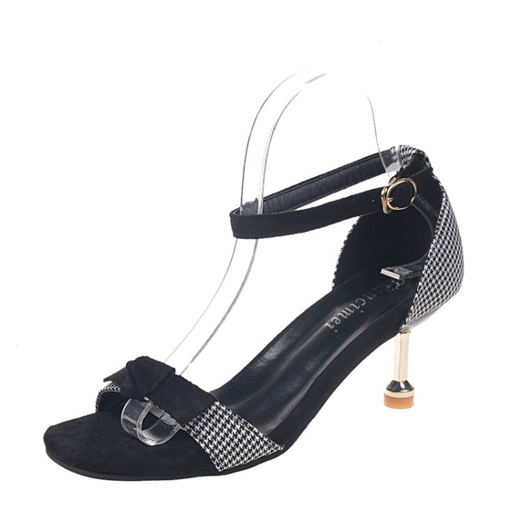Stiletto High Heel Cloth Grid Texture Sandals for Women