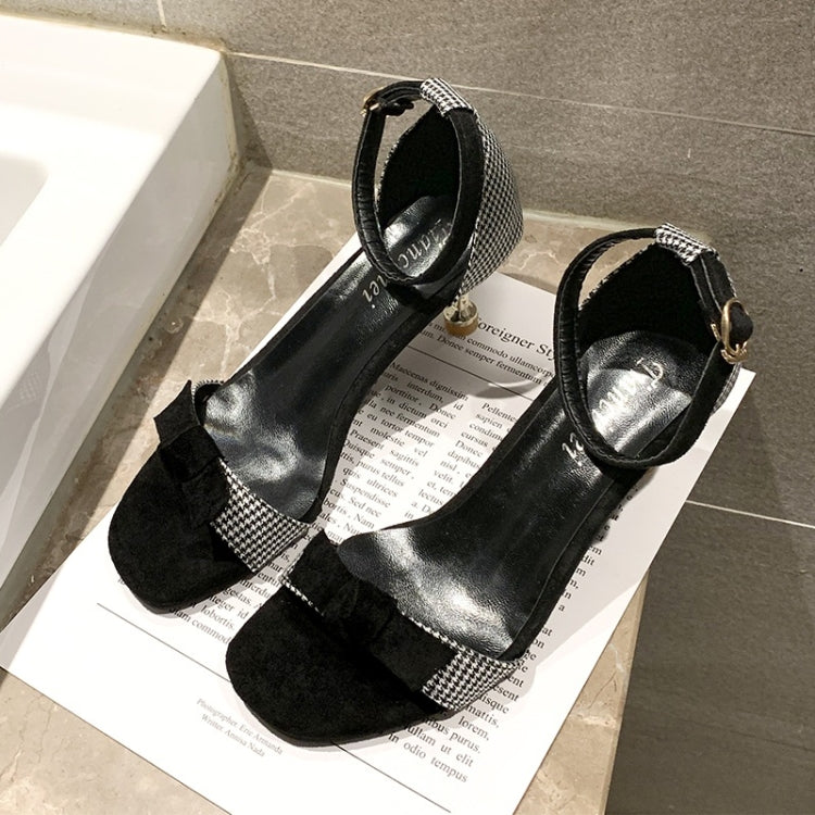 Stiletto High Heel Cloth Grid Texture Sandals for Women
