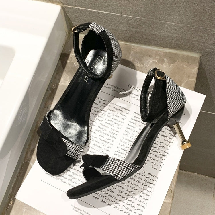 Stiletto High Heel Cloth Grid Texture Sandals for Women