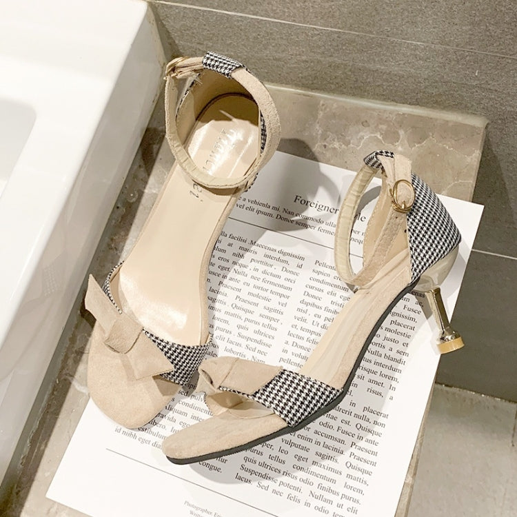 Stiletto High Heel Cloth Grid Texture Sandals for Women