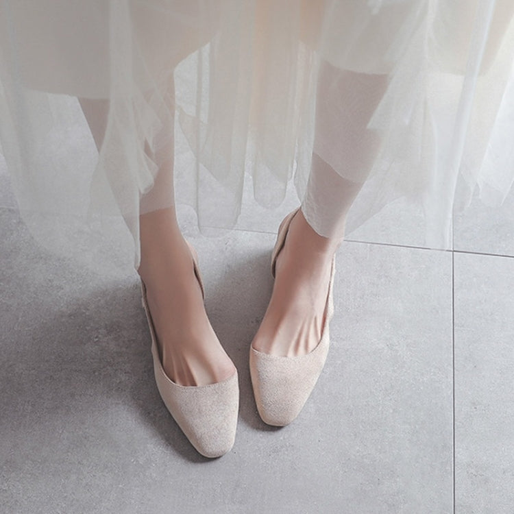 Simple Suede Chunky Heel Round Head Sandals for Women