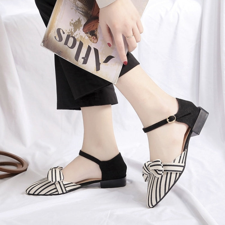 Fashion Bowknot Striped Pointed Head Sandals for Women