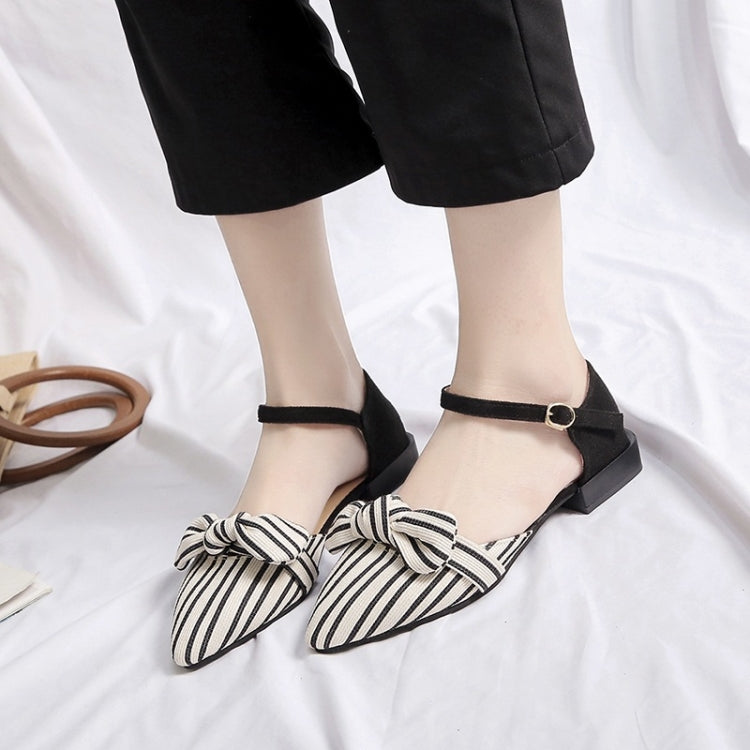 Fashion Bowknot Striped Pointed Head Sandals for Women