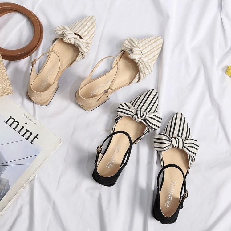Fashion Bowknot Striped Pointed Head Sandals for Women