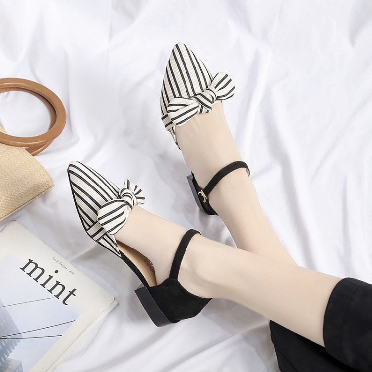Fashion Bowknot Striped Pointed Head Sandals for Women