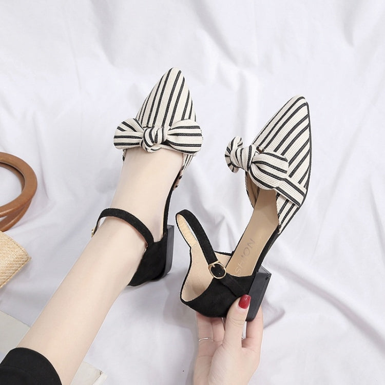 Fashion Bowknot Striped Pointed Head Sandals for Women