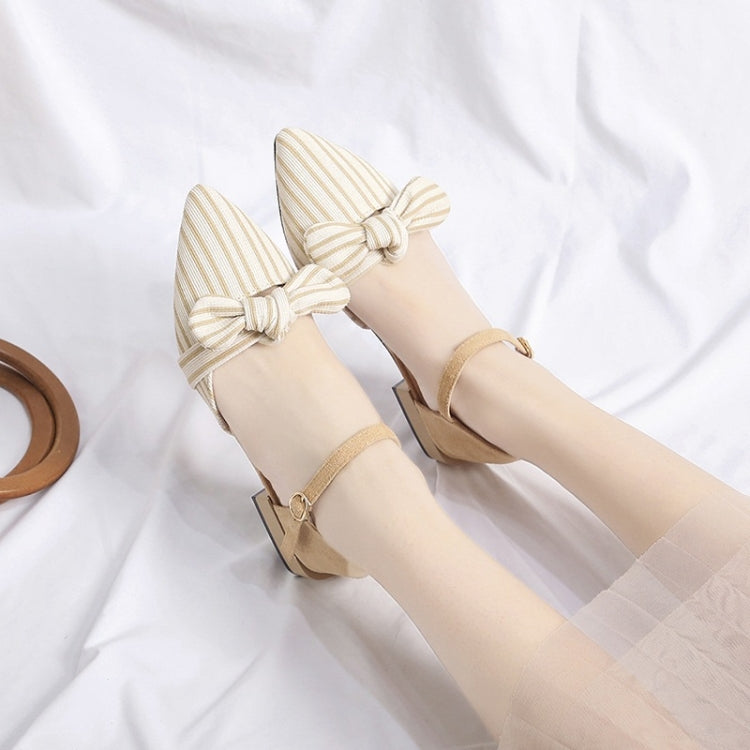 Fashion Bowknot Striped Pointed Head Sandals for Women