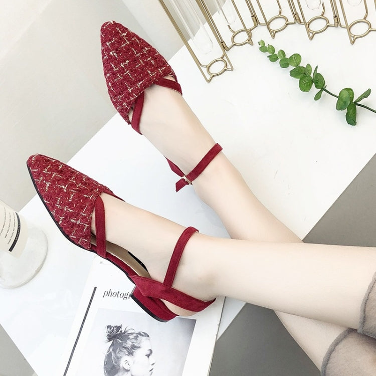 Grid Texture Pointed Fashion Wild Sandals for Women