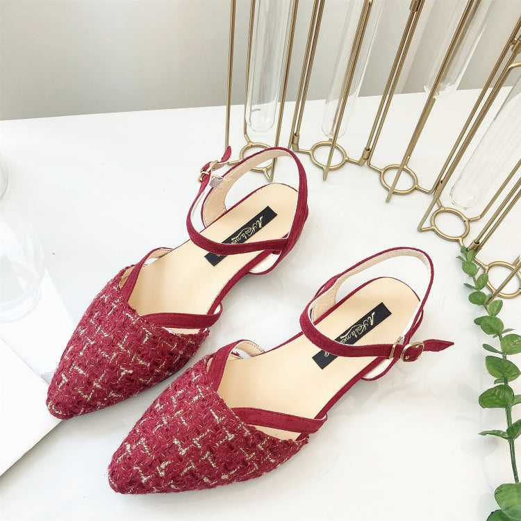 Grid Texture Pointed Fashion Wild Sandals for Women
