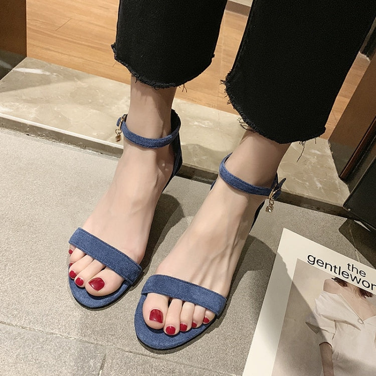 Suede Stiletto Heel Open Toe Pendant Buckle Sandals for Women