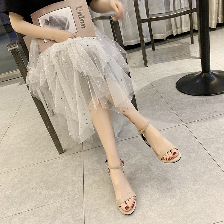 Suede Stiletto Heel Open Toe Pendant Buckle Sandals for Women