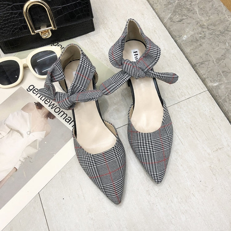 Thick Bottom Pointed Head Grid Texture Fashion Shoes for Women