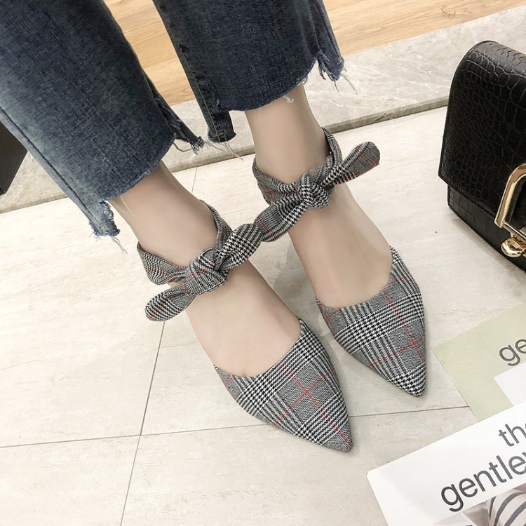 Thick Bottom Pointed Head Grid Texture Fashion Shoes for Women