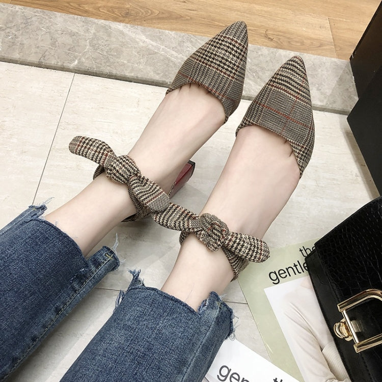 Thick Bottom Pointed Head Grid Texture Fashion Shoes for Women