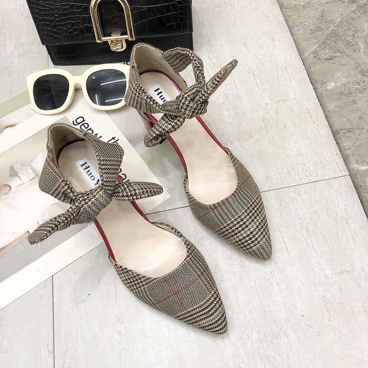 Thick Bottom Pointed Head Grid Texture Fashion Shoes for Women