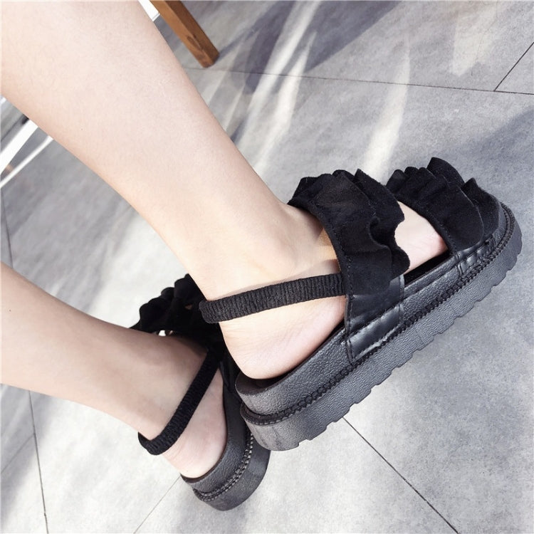Suede Flat Bottom Wave Wrinkled Sandals for Women