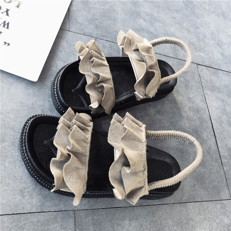 Suede Flat Bottom Wave Wrinkled Sandals for Women