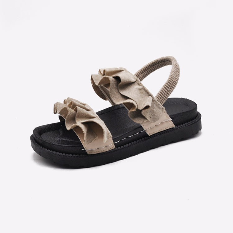 Suede Flat Bottom Wave Wrinkled Sandals for Women