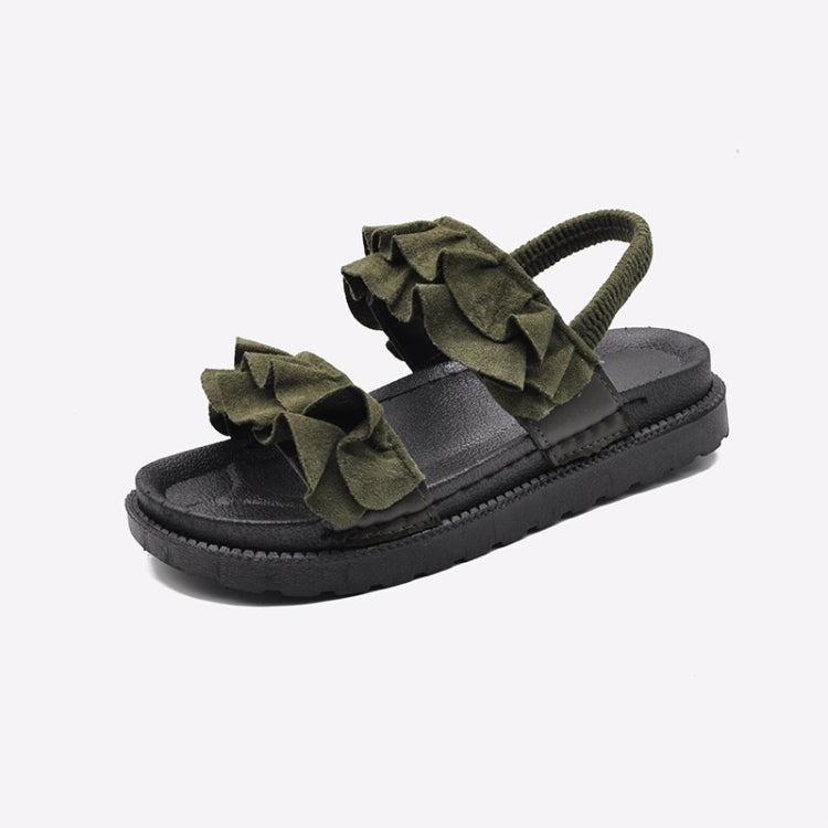 Suede Flat Bottom Wave Wrinkled Sandals for Women