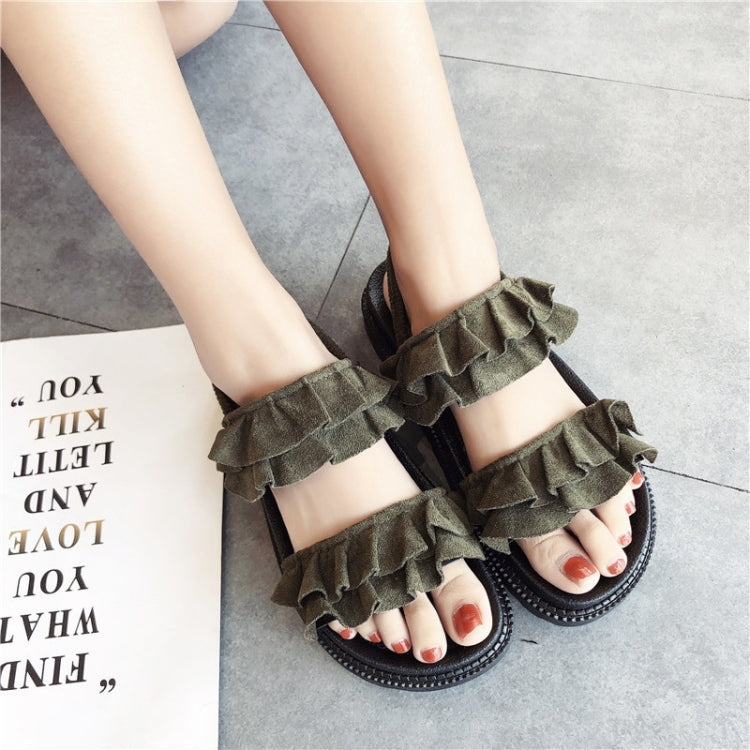 Suede Flat Bottom Wave Wrinkled Sandals for Women