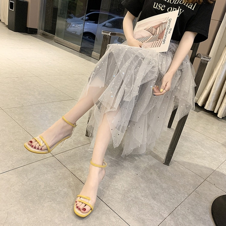 Simple Wild Transparent Thick Bottom Open Toe Sandals for Women