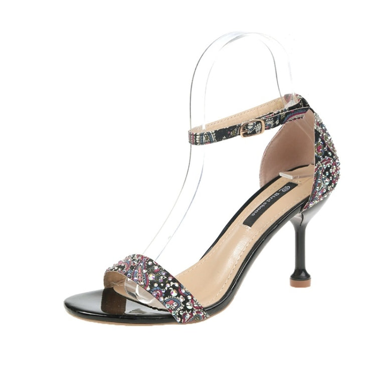 Stiletto High-heeled Rhinestone Ethnic Style Sandals for Women