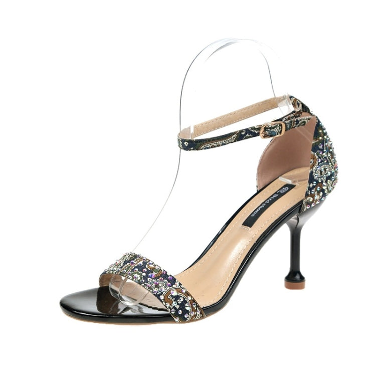 Stiletto High-heeled Rhinestone Ethnic Style Sandals for Women