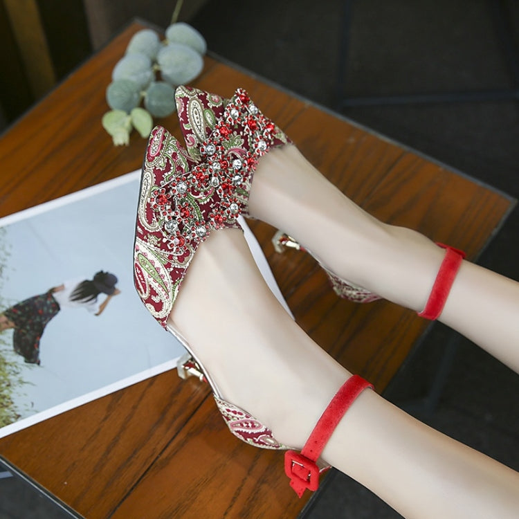 Fashion Rhinestone Stiletto Pointed Head Sandals Wedding Shoes for Women