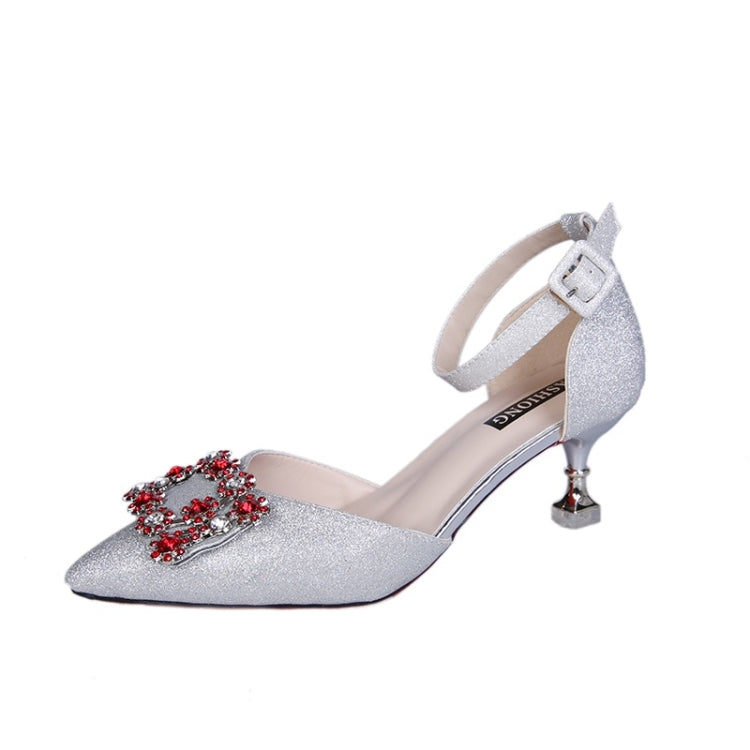 Fashion Rhinestone Stiletto Pointed Head Sandals Wedding Shoes for Women