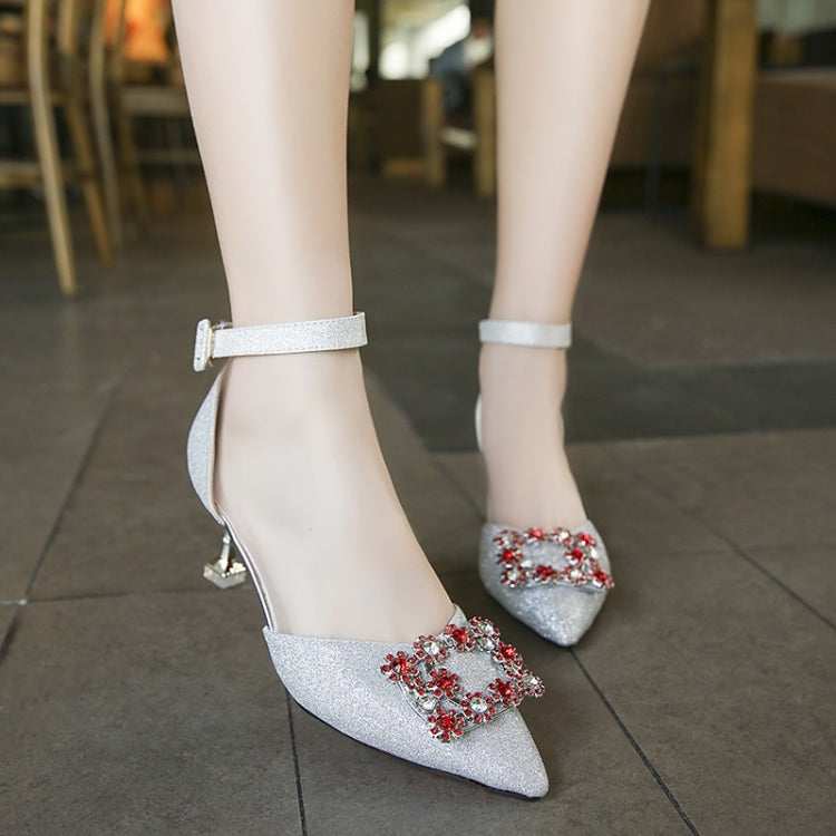 Fashion Rhinestone Stiletto Pointed Head Sandals Wedding Shoes for Women