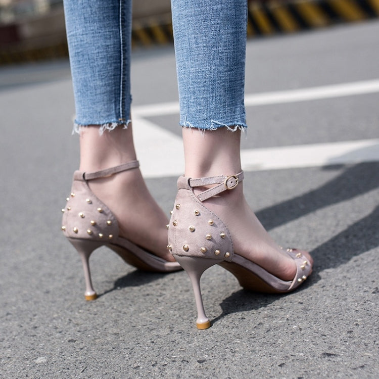 Fashion Stiletto High Heel Open Toe Studded Sandals for Women