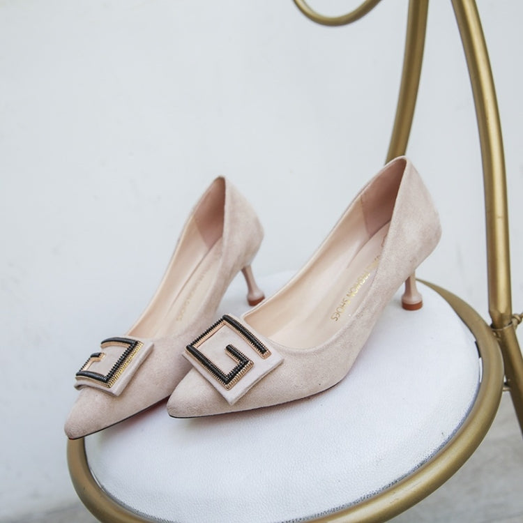 Suede Stiletto Heel Pointed Head Shoes for Women