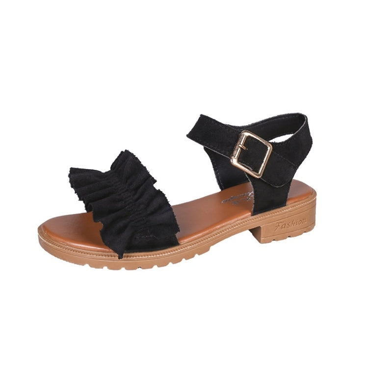 Low Heel Thick Flaped Suede Sandals for Women