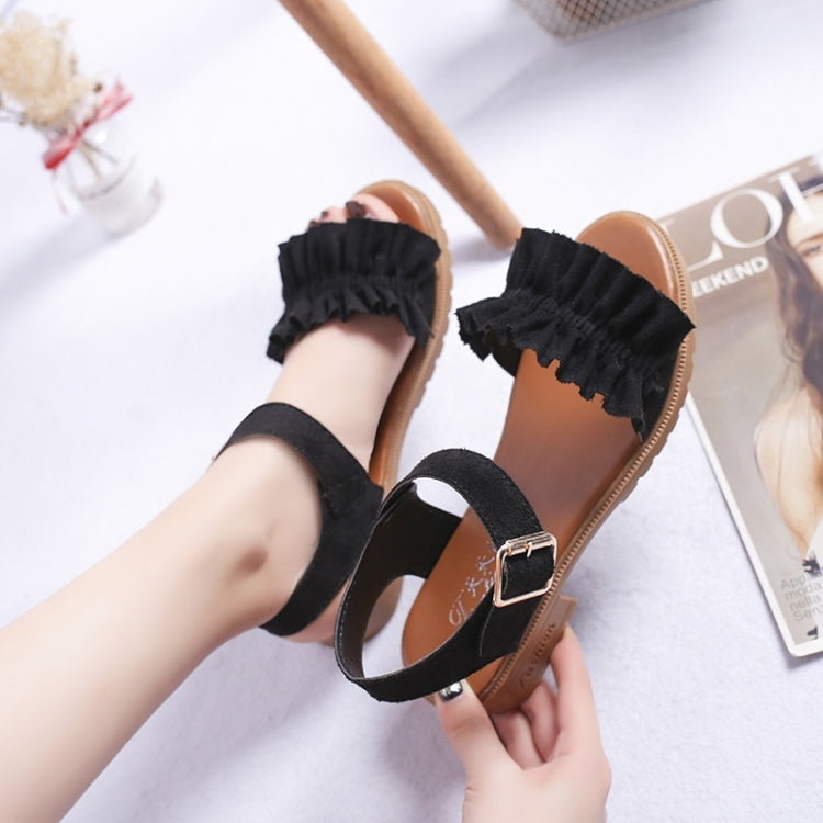 Low Heel Thick Flaped Suede Sandals for Women