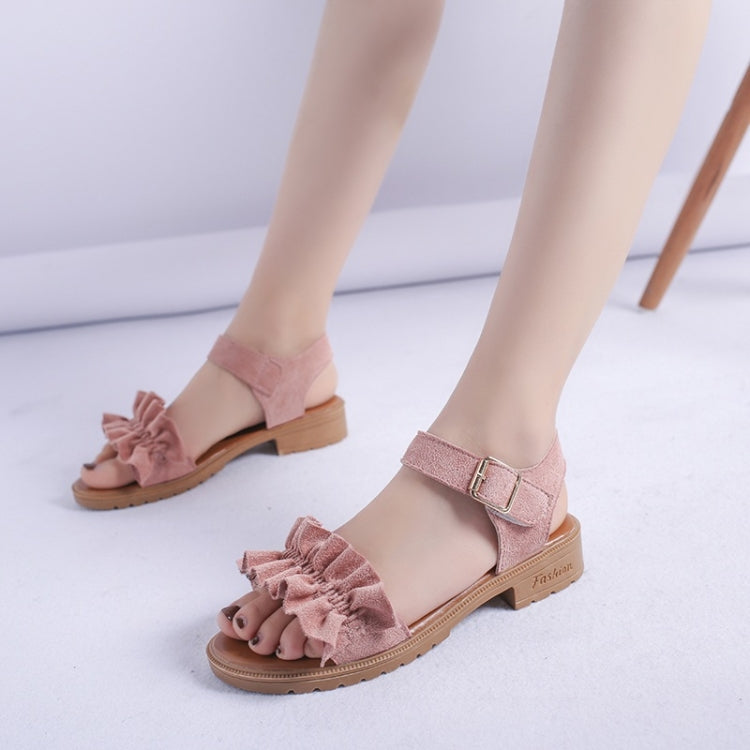 Low Heel Thick Flaped Suede Sandals for Women