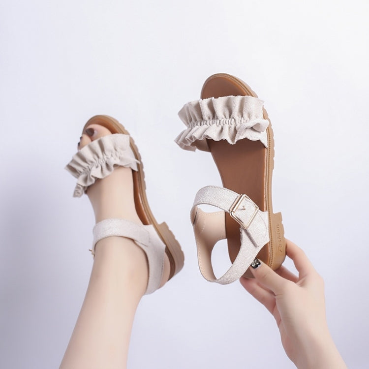 Low Heel Thick Flaped Suede Sandals for Women