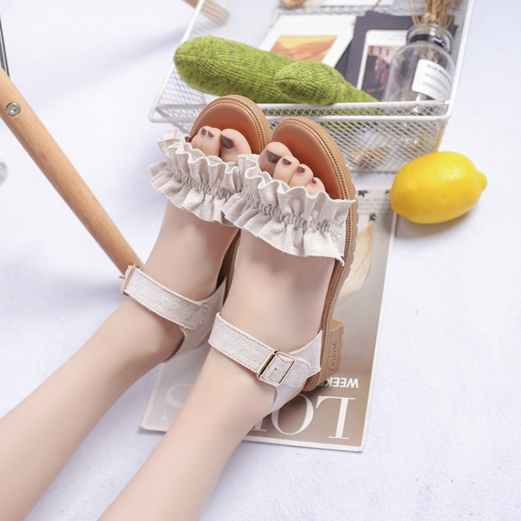 Low Heel Thick Flaped Suede Sandals for Women
