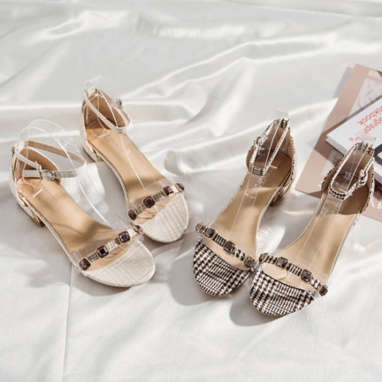 Thick Low Heel Grid Texture Sandals for Women