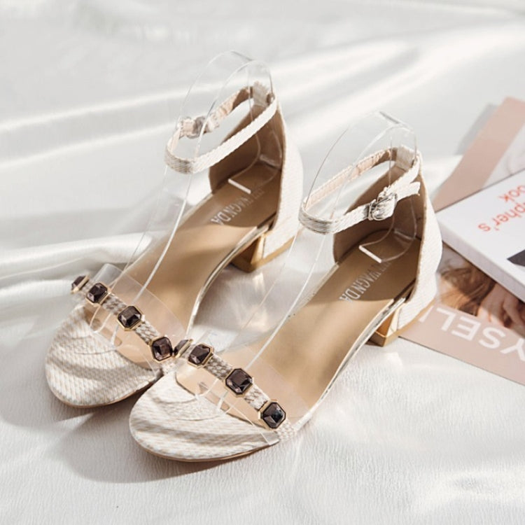 Thick Low Heel Grid Texture Sandals for Women