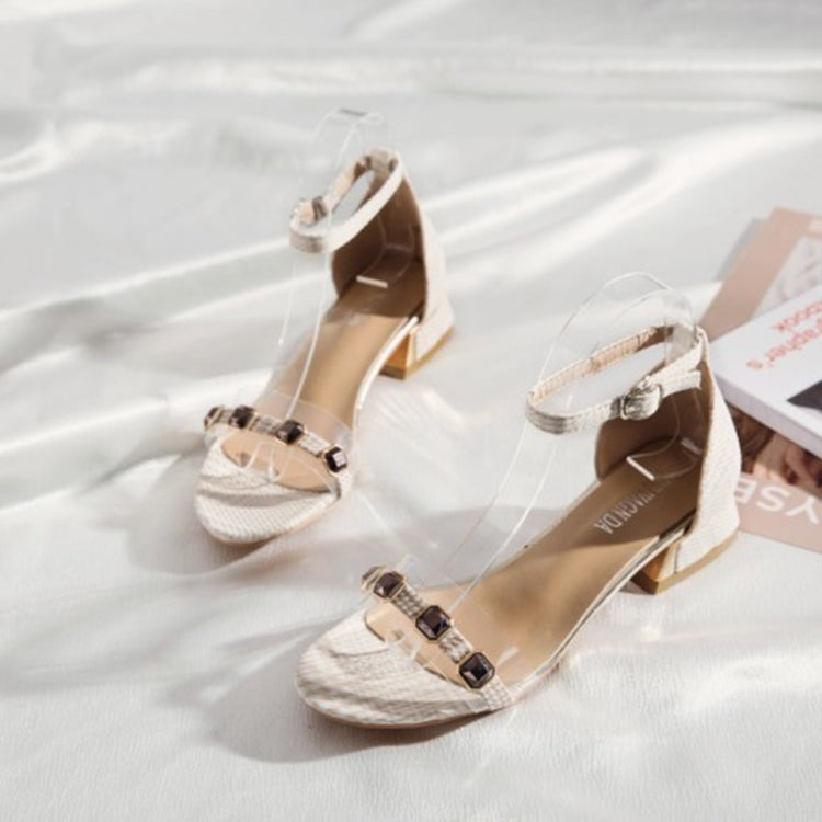 Thick Low Heel Grid Texture Sandals for Women